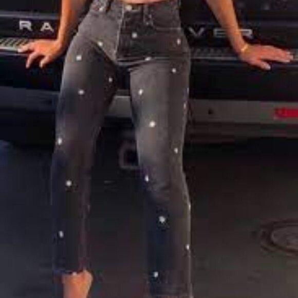 Pacsun Black Raining Daisy High Waisted Straight Leg Jeans 22 - Picture 1 of 10